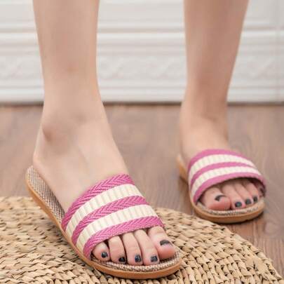 Summer Linen Slippers, Lightweight Non-Slip Indoor Slippers, Soft Bottom Bedroom Slippers, Fashion Minimalist