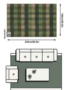 1pc Modern Simple Green Geometric Multicolor Striped Plaid Rug, Soft Faux Wool Carpet, Suitable For Bathroom, Kitchen, Entryway, Hallway, Bedside, Living Room, Bedroom, Machine Washable 100% Polyester Mat, Home Decor - Multicolor - View 19