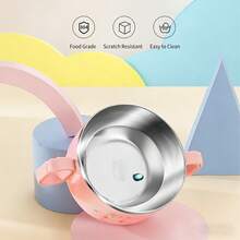 1pc Baby Tableware 304 Stainless Steel Anti-Drop Bowl With Lid, Cartoon Dual-Ear Bowl, Baby Feeding Bowl Non-Scalding Easy To Grip - Multicolor - View 3