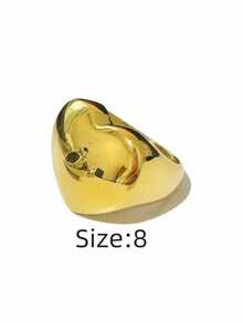1pc Exaggerated Big Heart 316 Stainless Steel Vacuum Electroplated Waterproof Fade-Resistant Hypoallergenic Fashion Ring, Suitable For Exaggerated Casual Style, Work Commute, Daily Entertainment, Beach Vacation - Extra Large Heart - View 14