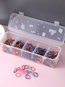 1pc 5-Grid Transparent Plastic Storage Box, Hair Clips, Hair Ties, Cables, Small Items Organizer - Clear - View 3