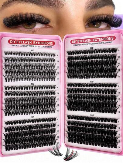 570 piezas Juego de pestañas postizas, Mezcla de pestañas cortas de visón y sintéticas 30D/40D/50D/60D/80D/100D, Rizado de 0.07 mm, Longitud de 9-16 mm, Incluye estilos naturales y de rizado ruso 3D, Adecuado para principiantes, Reutilizable, Uso doméstico