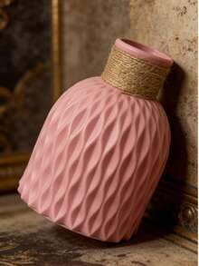 1pc Plastic Vase With Wavy Texture Design, Minimalist Nordic Style High-Quality Appearance, Lightweight And Durable, Purely For Decoration, Suitable For Living Room, Desk, Bedroom, Entryway, Photography Props, Applicable Scenes: Living Room, Desk, Bedroom, Study, Entryway, Home Decor - Multicolor - View 3