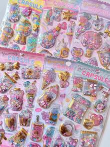 Shiny Bubble Stickers, 3D Embossed Foil Stickers, Dreamy Colorful Candy Stickers For Decorating Phone Cases, Water Bottles, Scrapbooking, Sticker Swapping - Multicolor - View 4