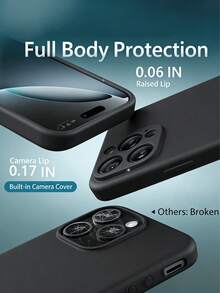 军规级防震防指纹硅胶手机壳，兼容苹果 17 Air/17 Pro/17 Pro Max、16/15/14/13/12 Pro Max、三星 Galaxy S23 Ultra、Note 11 系列等，简约仿硅胶材质，内衬绒布，国际版，非国内版 - 黑色 - 查看 4