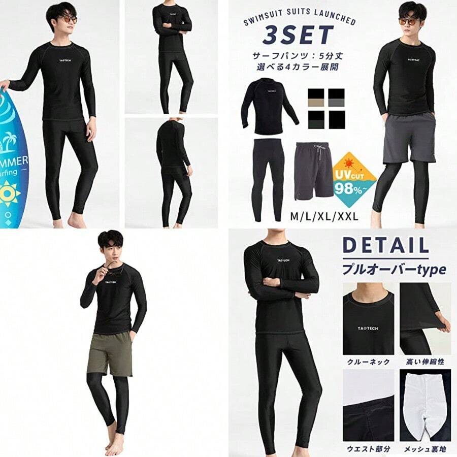 Men Plus Size Swim Rashguards - / - View 1