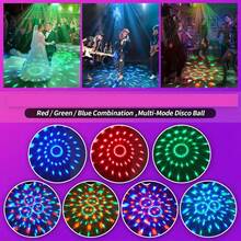 Bola de cristal RGB con luz LED de discoteca - 7 modos con control remoto, lámpara de escenario adecuada para fiestas en casa, KTV, bodas, decoración de habitaciones, etc. - Negro - Ver 4