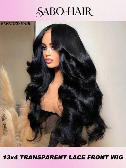 13x4 Body Wave Lace Front Wigs Human Blended Hair Pre Plucked HD Transparent Lace Frontal Wigs 200% Density Glueless Wigs With Baby Hair For Women 26 Inch Wig