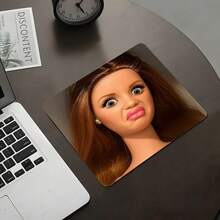 Interesting Expression Design Square Mouse Pad, Eye-Catching Desktop Decor Protective Pad, Rubber Non-Slip Edged Work Mat, Small Size Suitable For Laptop, Desktop Computer Gaming, Work, Daily Use - View 4