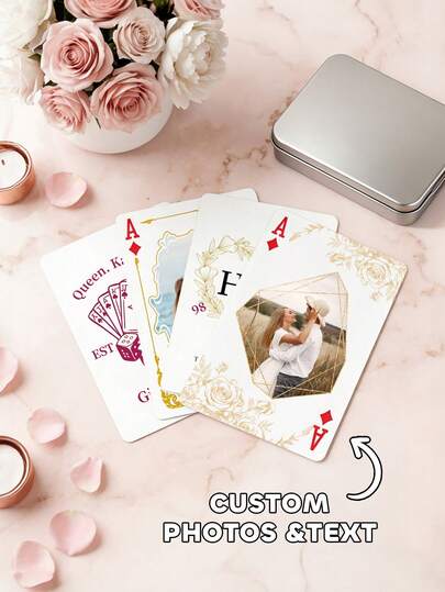 Custom Guest Book Cards With Photo,Customize Photo And Text,Wedding Gift,Wedding Guestbook,Personalized Playing Cards,Bridal Shower Favors,Memorial Gift For Her Him