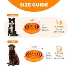 Fun Feeder Slo Bowl Medium 2‑Cup Capacity Slow Feeding Small To Medium Dogs And S N-Slip Orange Swirl Pattern - Orange - View 5