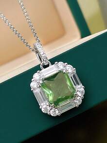 1件装奢华立方氧化锆吊坠项链，女士情人节、订婚纪念日、派对首饰礼物 - 1# - 查看 11