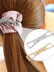 丝巾环夹，宽边粗链丝巾扣，披肩夹丝巾扣，丝巾别针 - 金+銀 - 查看 4