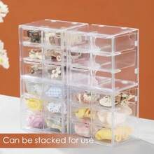 Transparent Storage Drawer Cabinet Small Plastic Desk Storage Organiser With 6 Drawers Desktop Craft Drawer Organizer Box Mini Stackable Clear Caddy ForStoring Lipstick Jewelry DIY Partsgtt - Transparent - View 4
