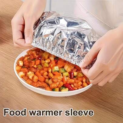 1/30/50/100pcs Reusable Aluminum Foil Food Covers - Heat Resistant Plastic Film, Adjustable Size, Suitable For Bowls & Dishes, Kitchen Food Preservation, Holidays & Daily Use, Smooth Reflective Surface, Durable Packaging