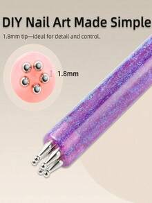 5-In-1 Nail Art Dotting Pen Tool Set, Nail Painting Brushes, Multi-Head Dotting Pens, Suitable For Polka Dots, Petal Patterns DIY Nail Art Tools - Multicolor - View 3