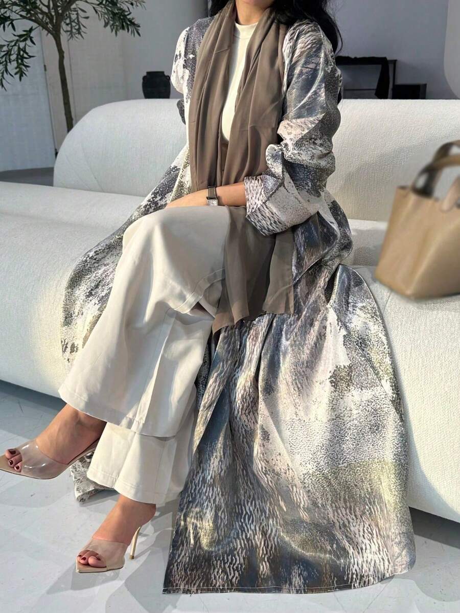 1 Chiếc váy dài in họa tiết da rắn gợi cảm, thời trang Trung Đông dành cho nữ, kiểu áo cardigan thanh lịch, thích hợp mặc hàng ngày và lễ hội. - Nhiều màu - Xem 1