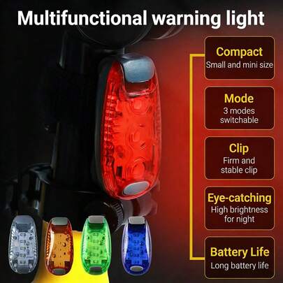 1pc Waterproof Safety Taillight Easy Install Clip On Warning Light For Cycling Backpacking Running,Safety Light,Bike Tail Light,Clip On Light,Warning Light,Outdoor Light,Night Cycling,Running Light,Backpack Light,Helmet Light,Waterproof Light,3 Modes Light,Portable Light