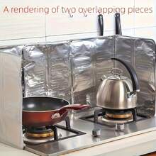 2pcs Stove Splash Guard - Kitchen Cooking Oil Splash Barrier, Aluminum Foil Heat Insulation Board For Gas Stove, Non-Contact Food Splash Screen, Foldable Gas Stove Oil Block, Overflow Protection Device - View 4
