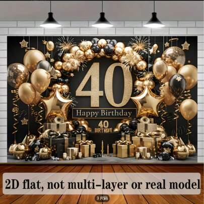 The Background Banner Of 40th Birthday Party Is Used For Indoor And Outdoor Celebration, And It Is A Multifunctional Photographic Background For Studio, Family, Garden And Activity Decoration-A Multi-Color Holiday Banner Suitable For All Occasions.