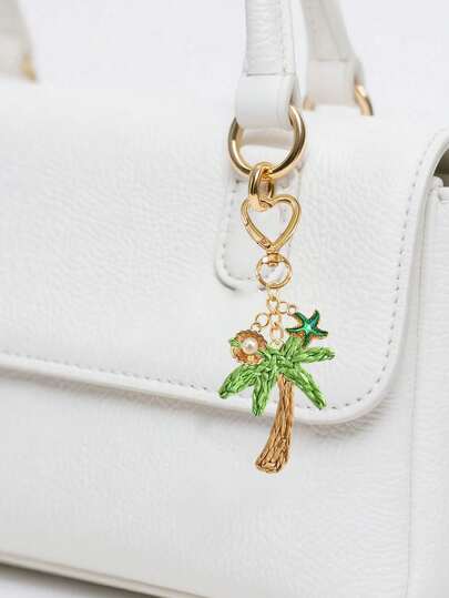 1 Handmade Grass Coconut Tree Pendant With Shell And Starfish Elements - Bohemian Vacation Style. Ocean Alloy Pendant, Hawaiian Style. Suitable For Backpack, Wallet Decoration, Headphone Bag Accessories, Car Pendants, Fashionable And Simple Accessories, And Drip Oil Jewelry. Suitable For Women's Daily Wear, Vacations, And Gatherings. Unique Small Gifts Suitable For Any Occasion, Ideal Birthday And Anniversary Gifts, Party Gifts, Valentine's Day Gifts, Bridesmaid Gifts, Gifts For Him/Her.