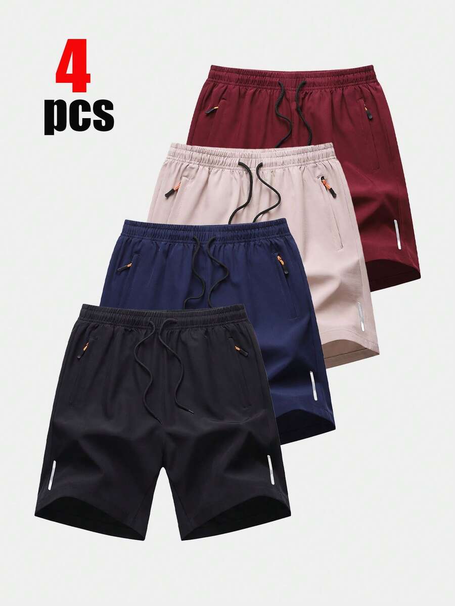 4pcs Men's Lightweight Casual Bermuda Shorts, Fashion Sports Outdoor Running Shorts For Daily Commute, Summer - Multicolor - View 1
