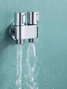 1pc Stainless Steel Dual Outlet Angle Valve - Space Saving Mini Valve With Universal Threads Suitable For Toilet Sprayer, Dual Control One Inlet Two Outlets (Black, Gold Available) - Type C Hardware Accessories - View 7