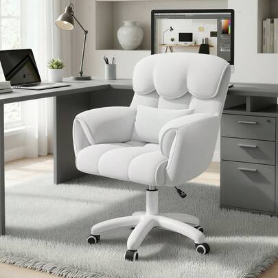 Nalupatio Homeoffice Stuhl, 360° drehbar Höhenverstellbar Bürostuhl ergonomisch, Schminkstuhl Drehstuhl,für Arbeitszimmer Schlafzimmer