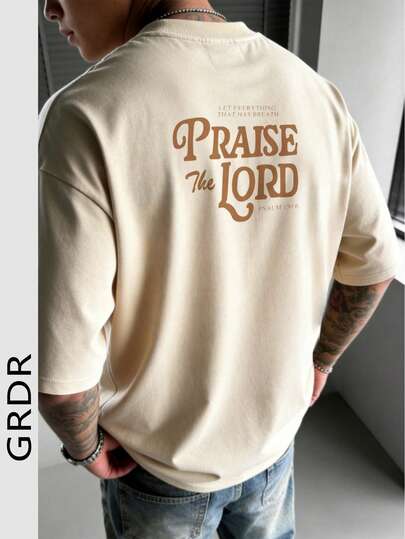  GRDR Męska letnia koszulka z nadrukiem i okrągłym dekoltem, z krótkim rękawem, wygodna i modna