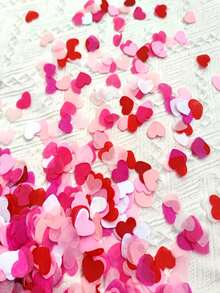 1000/2000pcs Four-Color Heart-Shaped Confetti, Combining Delicate Romantic Elements With Practical Functions, High-Quality Decorative Material Designed For Event Planners, Wedding Stylists, And Those Wishing To Infuse Celebrations With Sweet Affection. Featuring Gradient Red, Deep Pink, Light Pink, And White Heart Shapes, Presenting A Dreamy Visual Effect. - Multicolor - View 10