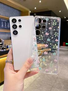 1pc Floral Print Pattern Android Phone Case, Precise Camera Cutout Suitable For Samsung Galaxy S25 Ultra/Galaxy S24 Ultra/S24/S23 Ultra/A56 5G/A55 5G/A52s 5G/A26 5G, Nothing, Pixel, Protective Cover - Clear - View 3