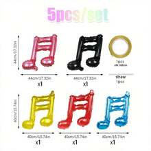 8件組金色麥克風箔氣球，適用於迪斯可派對、生日派對、新娘婚前派對背景裝飾與結婚紀念日用品，熱門80-90年代嘻哈風格裝飾，吉他、麥克風、單身女派對裝飾 - 彩色 - 查看 3