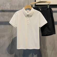 2026 Summer New Pearl Cotton Polo Shirt Collar Men's Short-Sleeve T-Shirt Leading Business Workwear - trắng - Xem 12
