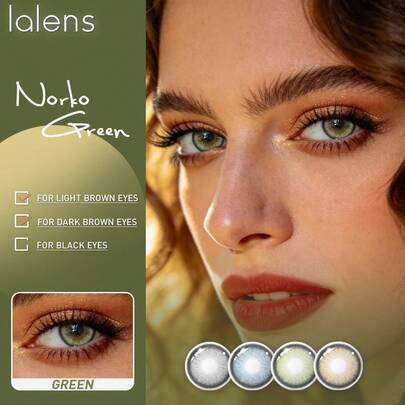  Lalens 1 Pair Norko Green Soft 14.5mm Half-Year Disposable Moisturizing Natural Eye Beauty Color Contacts For Party