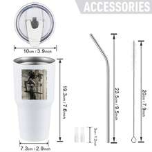 30oz Stainless Steel Tumbler Black White Options,  Girl With Sword And Text Pattern Graphic Cups, Insulated Travel Coffee Mug With Lid And Straw , Double Wall Vacuum Reusable Travel Cups, Funny Birthday Party Gift For Women & Men - trắng - Xem 3