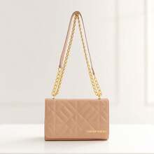 Set Of 2 Pieces: Medium Women's Spacious Versatile Shoulder Bag + Small Modern Embroidered Bag With Chain Strap - Special Offer - Nude - View 5