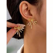 1 Pair Fashion Elegant Personalized Sunflower Stud Earrings,Gold Jewelry,Summer,Valentine's Day - 黃金-1 - 查看 1