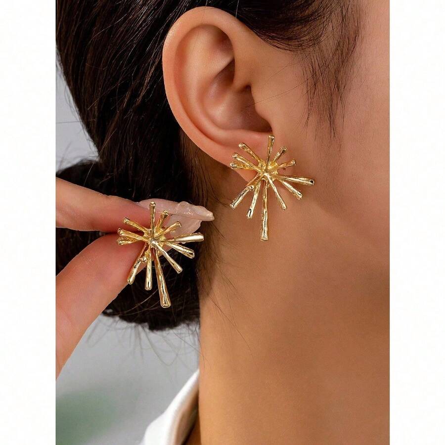 1 Pair Fashion Elegant Personalized Sunflower Stud Earrings,Gold Jewelry,Summer,Valentine's Day - 黃金-1 - 查看 1