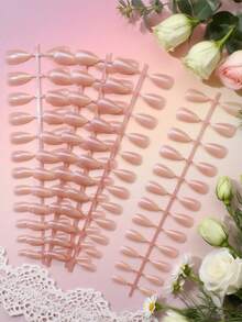 5pcs/Set DIY Nail Stickers, Various Styles And Pink Colors, Long/Short, Almond/Oval/Square/Coffin Shapes, Suitable For Girls, Ladies, Parties & Festivals - Multicolor - View 1
