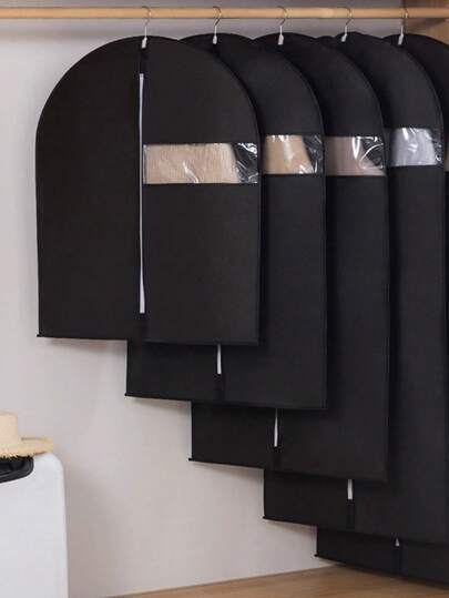 5pcs/1pc PEVA Dustproof Cover, Odorless Garment Rack Wardrobe Closet Dress Coat Jacket Suit Protector Bag, Translucent Zipper Closure, Waterproof Anti-Dust Anti-Moisture