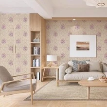 复古花卉图案不干胶纸，黄色底米色花朵乙烯基材质，可撕贴，适用于抽屉、梳妆台等，家居装饰，尺寸45厘米 x 100/300/500厘米 - 米色2 - 查看 5