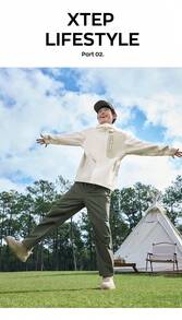 XTEP Men's Hooded Zip-Up Casual Versatile Daily Wear Sports Jacket - Mountain Moon White - View 1