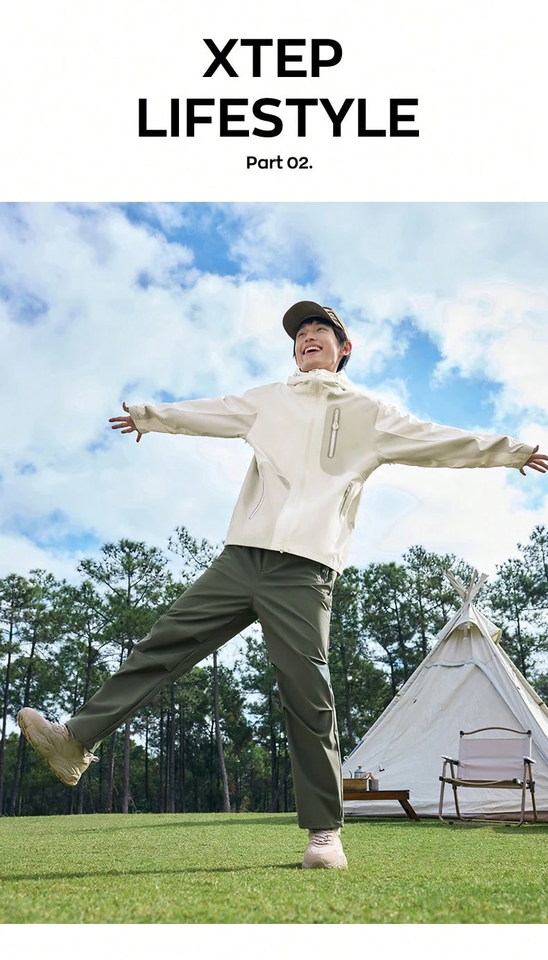 XTEP Men's Hooded Zip-Up Casual Versatile Daily Wear Sports Jacket - Mountain Moon White - View 1