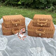 1pc Handmade Rattan Woven Storage Box, Wedding Gift Box, Christmas/Thanksgiving Gift Box, Makeup Organizer Basket, Birthday Gift Box, Holiday Gift Box, Suitable For Home, Camping, Shelves, Photography Props - Brown - View 7