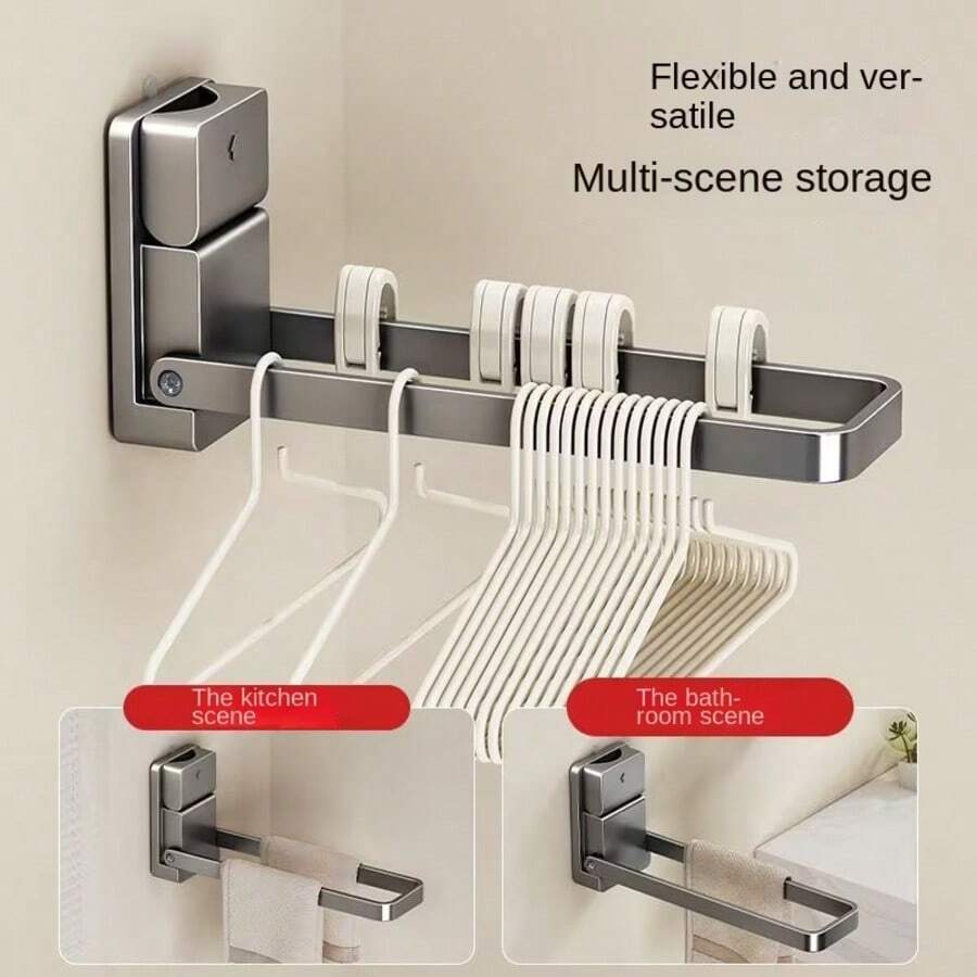 1pc Suction Cup Foldable Towel Rack, Washroom Towel/Jewelry/Headband Organizer Holder, No Drilling Required - View 1