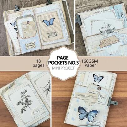 Page Pockets Folder Folio Junk Journal Kit,Booklet Craft Kit ,Folio Kit, Junk Journal Craft Kits, Scrapbook Gift,Junk Journal Supplies, Scrapbooking Decor, Journaling Decor, Arts And Crafts Projects Decor-Includes Video Tutorial