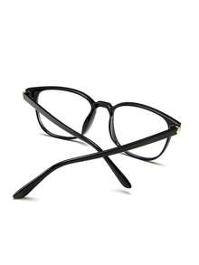 1副女士黑色方形PC框简约艺术个性化时尚无度数眼镜 - 黑色 - 查看 4