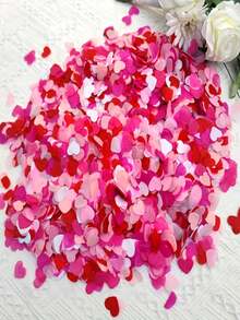 1000/2000pcs Four-Color Heart-Shaped Confetti, Combining Delicate Romantic Elements With Practical Functions, High-Quality Decorative Material Designed For Event Planners, Wedding Stylists, And Those Wishing To Infuse Celebrations With Sweet Affection. Featuring Gradient Red, Deep Pink, Light Pink, And White Heart Shapes, Presenting A Dreamy Visual Effect. - Multicolor - View 8