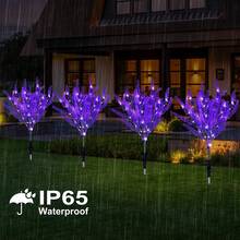 6 Pack Lavender Solar Garden Lights – Outdoor Waterproof Solar Flowers With LED, Solar Powered Garden Décor For Pathway, Yard, Patio, Lawn - 薰衣草 - 查看 2