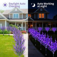 6 Pack Lavender Solar Garden Lights – Outdoor Waterproof Solar Flowers With LED, Solar Powered Garden Décor For Pathway, Yard, Patio, Lawn - 薰衣草 - 查看 3